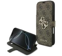 Housse De Téléphone Bookcase Pour IPhone 17 Pro Guess Marron Logo Doré Réglable