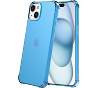 Housse de téléphone portable adaptée à l'iPhone 15 Plus - Housse transparente en silicone antichoc avec bumper - Bleu