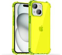 Housse de téléphone portable adaptée à l'iPhone 15 Plus - Housse transparente en silicone antichoc avec bumper - jaune fluo