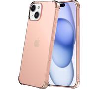 Housse de téléphone portable adaptée à l'iPhone 15 Plus - Housse transparente en silicone antichoc avec bumper - Rose clair