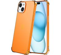Housse de téléphone portable adaptée à l'iPhone 15 Plus - Housse transparente en silicone antichoc avec bumper - Orange