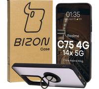 Housse de téléphone portable avec prise en main pour Realme C75 4G / 14x 5G, Bizon Case Hybrid Ring, teinté avec cadre noir