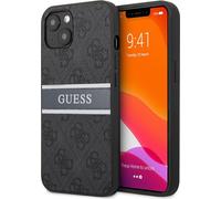 Coque et étui téléphone mobile Guess Coque pour iPhone 13 Mini Revêtement bi-matière Motif 4G avec Bandeau Gris