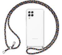 Housse de téléphone portable NALIA avec chaîne pour Samsung Galaxy A22, Housse transparente & cordon pour téléphone portable, Robuste anti-jaunissement clair noir multicolore