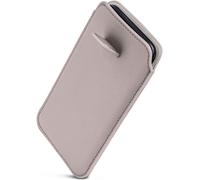 ONEFLOW Liberty Case Étui de protection en cuir synthétique avec languette d'extraction pour iPhone 15 Pro Max Gris clair