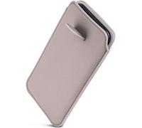 ONEFLOW Étui fin, avec fonction d'extraction, compatible avec Samsung Galaxy S24 Plus, doublure intérieure en microfibre de qualité supérieure + languette de traction robuste, gris clair