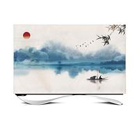Housse De Télévision Intérieure Anti-poussière Protecteur De Télévision Pour écran Plat Incurvé Peinture D'écran Imprimé Coton Lin Tissu TV écran Protecteur 24-65 Pouces(Color:rivière,Size:55in)