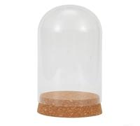 Housse de terrarium en verre avec base en bois pour petites plantes et fleurs - Améliore l'air intérieur et l'esthétique dans le salon ou le bureau (8 x 12 cm)