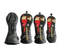 Housse de tête de club de golf | 4 housses pour animaux de compagnie avec tête de golf - Cuddly French Fighting Dog Pattern Golf PU Housse de pilote en cuir Protection de casque en bois de Delr