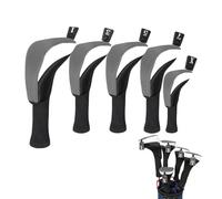 Housse de tête de club de golf à long cou - Ensemble de 5 couvre-clubs hybrides résistants à la poussière et antidérapants avec plaques d'identification numérotées | Sacs de golf hybrides Fairway