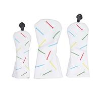 Housse de tête de Club de Golf étanche en Cuir PU - Ensemble de Housses de Protection avec étiquettes numériques rotatives - Lot de 3 Grandes, Moyennes et Petites Housses pour (Blanche)