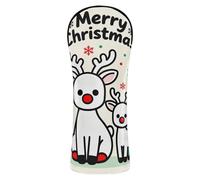 Housse de tête de golf Merry Christmas en cuir synthétique avec étiquettes interchangeables pour bois de parcours hybride Blanc cassé