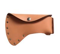Housse de tête de hache en cuir de vachette de 20 x 14 cm, renforcée avec des rivets métalliques, fermeture à bouton-pression pour une utilisation en extérieur