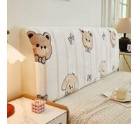 Housse de tête de lit Blanche en Peluche à Motif Cartoon, Housse Extensible Moderne et Simple pour têtes de lit, pour Lits Super King Size Doubles, Couverture complète-04|| 200cm