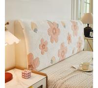 Housse de tête de lit Blanche en Peluche à Motif Cartoon, Housse Extensible Moderne et Simple pour têtes de lit, pour Lits Super King Size Doubles, Couverture complète-01|| 210cm