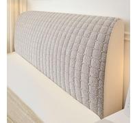 Housse de tête de lit Courte en Peluche à Motif écossais uni, Housse Extensible Moderne et Simple pour Lits Doubles Super King Size, antidérapante, Couverture complète- Gray|| 210cm
