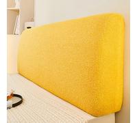 Housse de tête de lit douce et chaude en polaire effet peluche, épaisse et extensible, avec protection anti-poussière pour une chambre à coucher confortable, convient lits doubles,Yellow-210cm*60cm