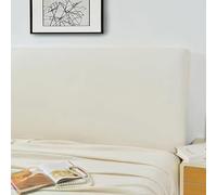 Housse De Tête De Lit en Cuir Souple, Couverture De Tête De Lit Enveloppante Serrée Extensible Tout Compris Housse De Protection De Dos De Lit De Couleur Unie pour Si, Off-White, 150x70cm