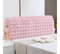 Housse De Tête De Lit en Peluche Douce avec Protection Complète À 360°, Poches Latérales, Design Extensible for Chambres Modernes, Parfaite for Les Propriétaires Et Les Locataires(Rose,120cm)