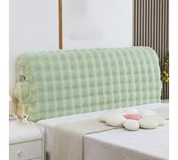 Housse De Tête De Lit en Peluche Douce avec Protection Complète À 360°, Poches Latérales, Design Extensible for Chambres Modernes, Parfaite for Les Propriétaires Et Les Locataires(Green,190cm)