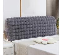 Housse De Tête De Lit en Peluche Douce avec Protection Complète À 360°, Poches Latérales, Design Extensible for Chambres Modernes, Parfaite for Les Propriétaires Et Les Locataires(Gray,220cm)