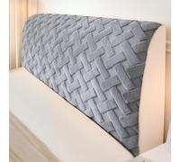 Housse de tête de lit en Peluche Unie et Mignonne, Housse Extensible Moderne et Simple pour têtes de lit, pour Lits Super King Size Doubles, Couverture complète- Gray|| 150cm