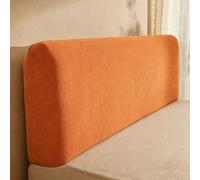 Housse de tête de lit en Polaire Douce à Carreaux Simples de Couleur Unie, Housses de tête de lit Extensibles universelles pour Lits Simples, Doubles et Super King-Orange||120cm