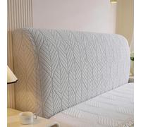 Housse de tête de lit en Tissu Jacquard Extensible à Motif de Feuilles Couleur Unie Simple, Housse Anti-poussière de tête de lit pour Lits Simples, Doubles et King Size- Light Gray|| 200×80cm