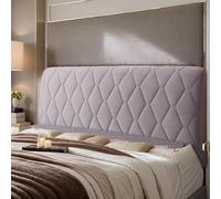 Housse de tête de lit en velours doux - Extensible, lavable, anti-poussière - Rembourrée - Pour lit moderne - King Size - Blanc cassé - 190 cm - Convient aux lits simples et doubles