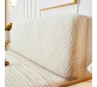 Housse de tête de lit extensible anti-poussière avec bande élastique pour lits rembourrés Beige doux Convient aux têtes de lit de 170 à 190 cm