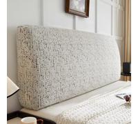 Housse De Tête De Lit Extensible en Jacquard pour Lits Doubles, Queen Et King Size - Housse De Protection Anti-poussière pour Tête De Lit Polka Dot - Beige 110-130cm/43-51in