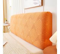 Housse de tête de lit Extensible en Tissu Jacquard uni à Motif Simple, Hauteur 50-60 cm, Housse pour tête de lit pour lit Simple, Double ou Super King Size-Orange|| 150cm