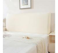 Housse de tête de lit Extensible en Velours Doux Protection Anti-poussière avec élastique 360° (120 à 220 cm) Décoration de Chambre à Coucher(Cream,Queen (150cm/59in))
