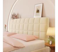 Housse de tête de lit extensible tout compris - Anti-poussière - Lavable - Beige - Convient à une variété de têtes de lit de 120 cm