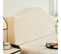 Housse de tête de lit irrégulière à Motif Simple et Couleur Unie, Housse Extensible Moderne pour têtes de lit, pour Lits Doubles Super King Size, Couverture complète- Beige 4|| 150cm