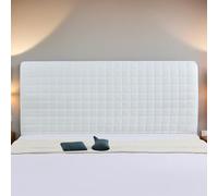 Housse de tête de lit matelassée à grille avec poche latérale en tissu extensible - Protection intégrale - Pour chambre à coucher, hôtel, chambre d'amis, décoration d'intérieur