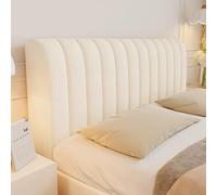 Housse de tête de lit matelassée en velours - Anti-poussière - Pour lit double, grand lit californien - Blanc cassé - 190 cm - Modernisation élégante