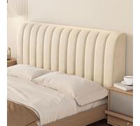 Housse de tête de lit matelassée extensible de qualité supérieure pour lit simple/double - Housse de protection en peluche pour têtes de lit rembourrées/cuir/bois/fer - Beige - 190 cm