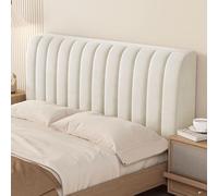 Housse de tête de lit matelassée extensible, pour lit simple/double, en peluche douce et rembourrée pour têtes de lit en cuir/bois/fer (blanc cassé, 190 cm)