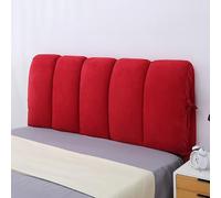 Housse De Tête De Lit, Oreillers De Lecture Rembourré Court en Peluche Tête De Lit Couvre pour Lit Double Queen King Size Simple Bois/Fer épaissir Couverture Protection Lavable(200x50cm,Red)