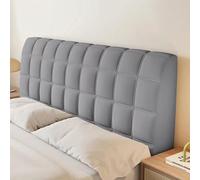 Housse de tête de lit rembourrée pour lit king size - Anti-poussière - En velours doux et extensible - 180 cm - Gris foncé