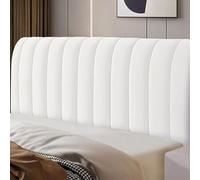Housse de tête de lit, Velours rembourré, Anti-poussière, Extensible, Couleur Unie, matelassée, for Lits Jumeaux, Queen Size, Full, King Size, californiens(White,150x60cm)