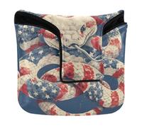 Housse de tête de putter magnétique pour maillet carré en cuir PU imperméable Motif serpent du 4 juillet