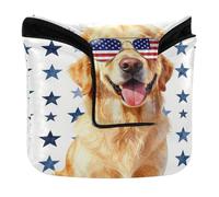 Housse de tête de putter pour maillet à bouton-pression magnétique pour la plupart des marques en cuir PU imperméable Golden Retriever drapeau américain Cream Retriever 4 juillet