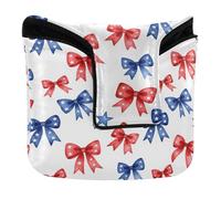 Housse de tête de putter pour maillet - Accessoire de golf magnétique - En cuir synthétique imperméable - Rouge, blanc et bleu - Rubans patriotiques 4 juillet