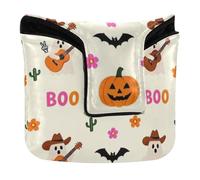 Housse de tête de putter pour maillet avec fermeture magnétique - En cuir synthétique - Imperméable - Style bohème - Halloween - Fantômes et citrouille