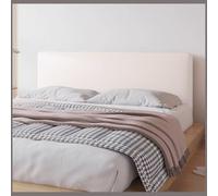 Housse de tête en cuir synthétique extensible douce - Universal Fit pour les lits super rois/double/simples - Beige uni et blanc - 110 x 140 cm - Décor de chambre élégant