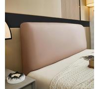 Housse De Tête Lit en Simili Cuir PU - Extensible & Universelle pour Sommier 90/140/160/180 Cm Protection Anti-poussière, Déperlant, Façade Lisse Facile À Essuyer(Khaki,220cm(86.61inch))