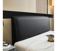 Housse De Tête Lit en Simili Cuir PU - Extensible & Universelle pour Sommier 90/140/160/180 Cm Protection Anti-poussière, Déperlant, Façade Lisse Facile À Essuyer(Black,King:200cm(78.74inch))