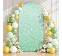 Housse De Toile De Fond en Arc De Mariage,Cover Housse éLastique Double Face en Spandex pour Toile De Fond Ronde SupéRieure,Couvre-Arc pour DéCoration De Mariage,Anniversaire (Vert，100x200 6.6FT)